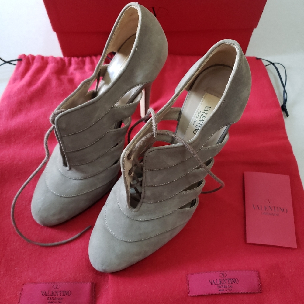 Valentino Suede Heels - Taupe - Size 35.5